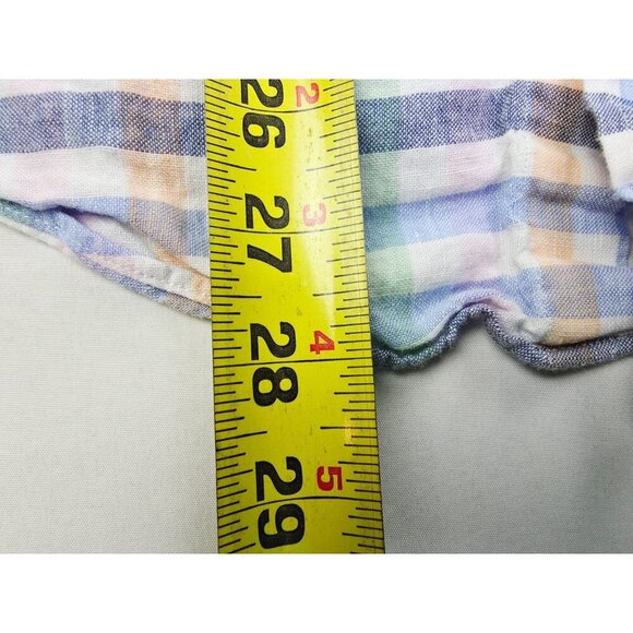 Brooks Brothers Regent Fit Size Small Mens Multi Check Short Sleeve Linen Shirt - Picture 7 of 9